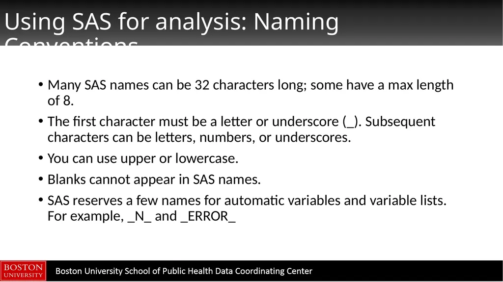 Data Manipulation in SAS CTSI BERD Core Seminar - slide 4 of 42