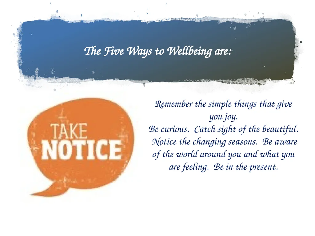Five Ways to Wellbeing Staff Training What do you - slide 8 of 14