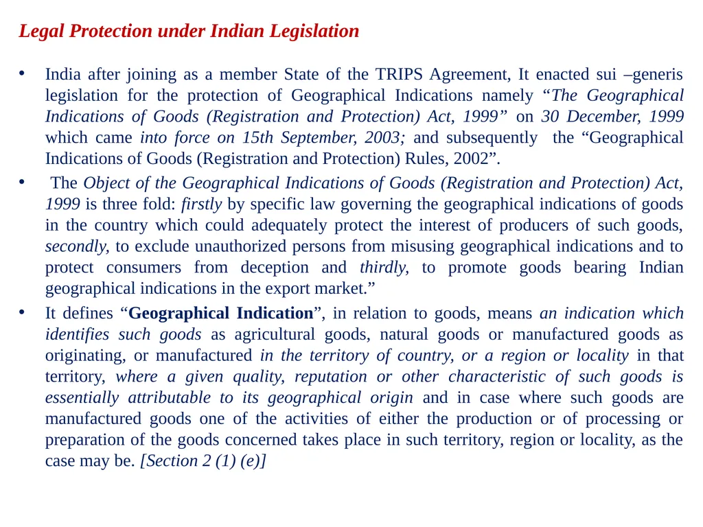 Geographical Indication of Goods: Legal Protection - slide 4 of 10
