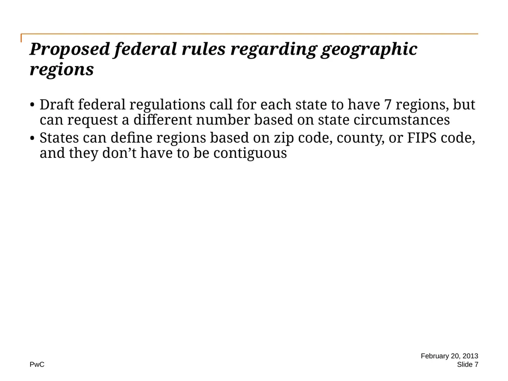 Geographic rating for health insurance www.pwc.com - slide 7 of 10