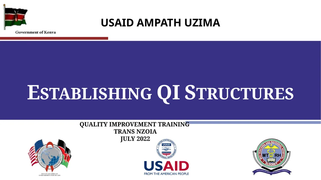 Establishing QI Structures QUALITY IMPROVEMENT - slide 1 of 35