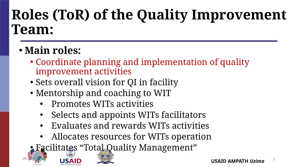 Establishing QI Structures QUALITY IMPROVEMENT - slide 5 of 35
