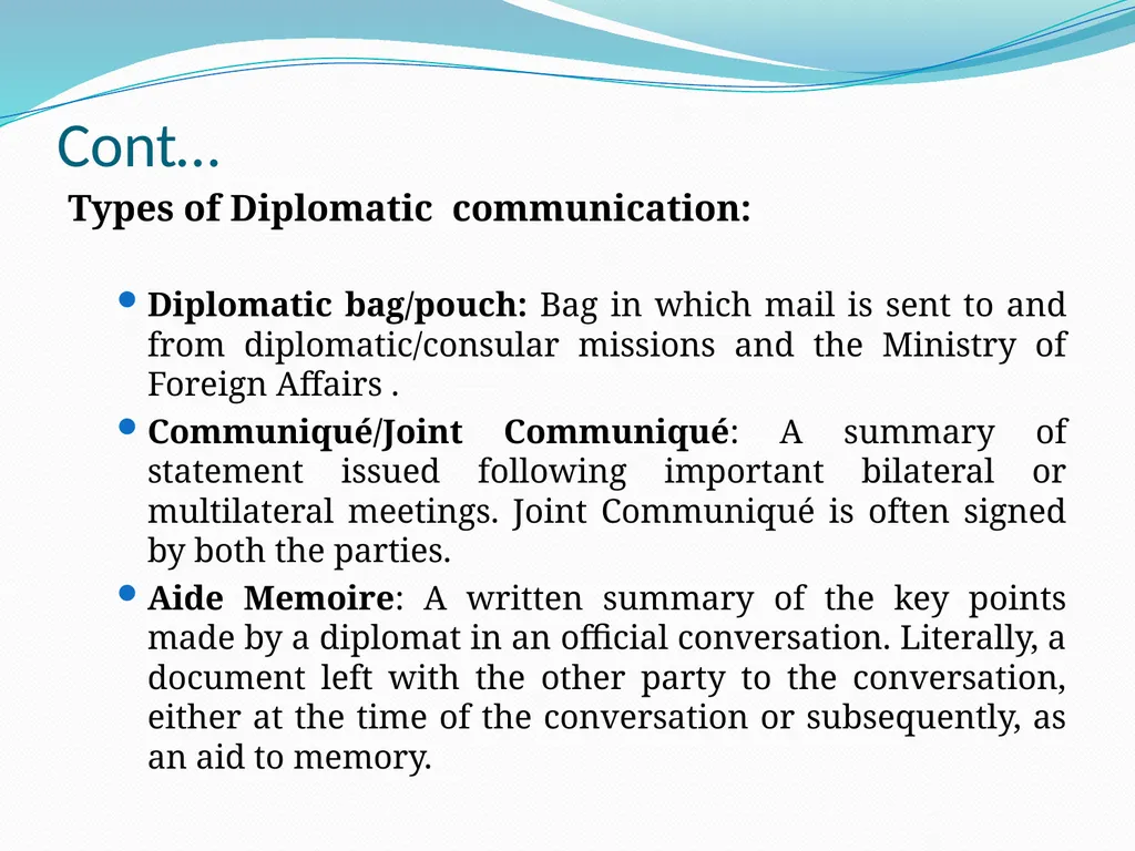 Diplomatic Etiquette First session Diplomatic - slide 13 of 19