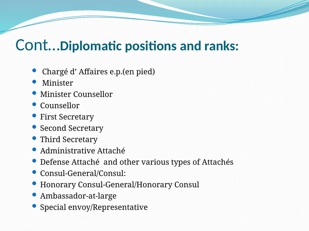Diplomatic Etiquette First session Diplomatic - slide 5 of 19