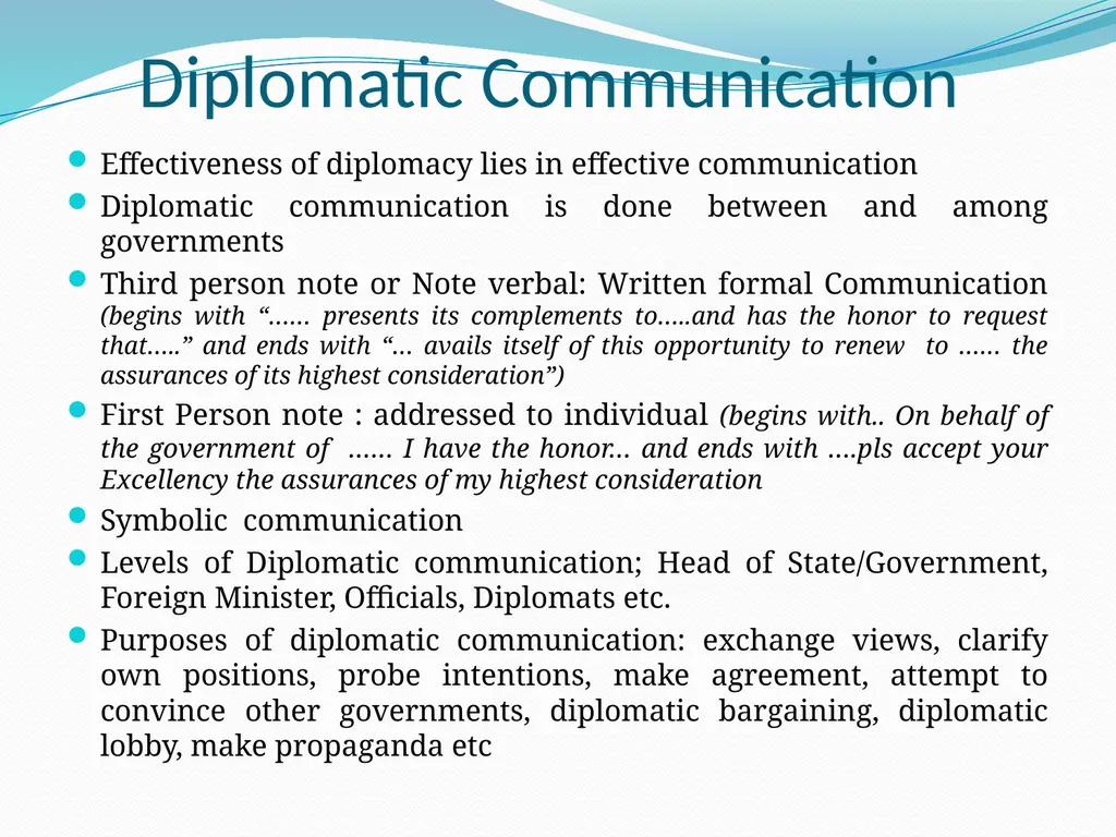 Diplomatic Etiquette First session Diplomatic - slide 12 of 19