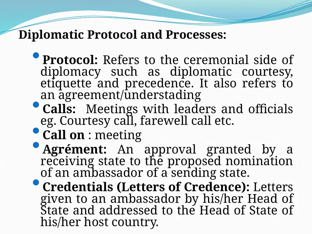 Diplomatic Etiquette First session Diplomatic - slide 6 of 19