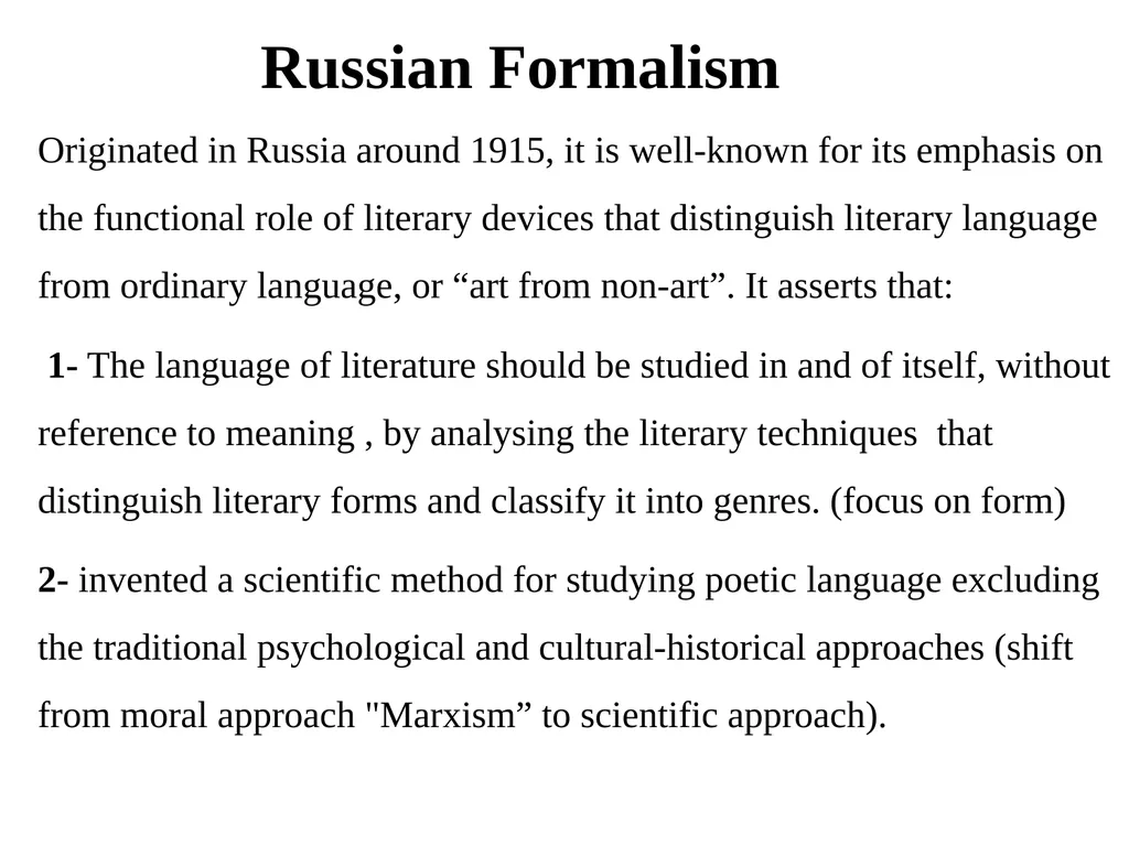 Formalism Formalism a school of literary criticism - slide 6 of 16
