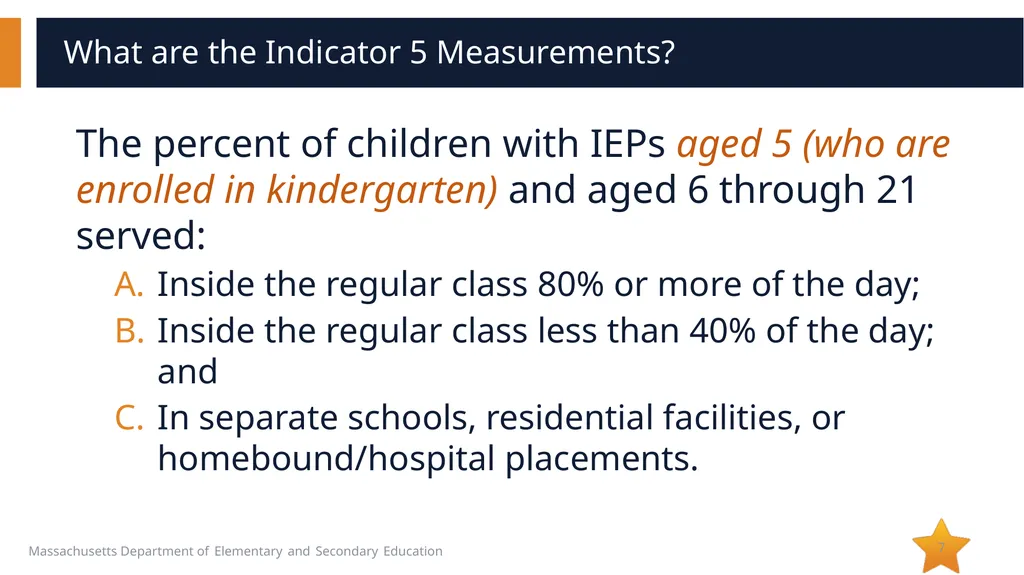 Indicator 5: Education Environments for Students - slide 7 of 11