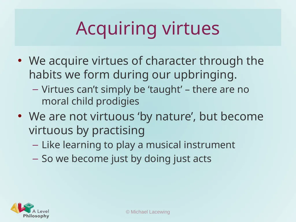 Aristotle on virtue Michael Lacewing - slide 9 of 11
