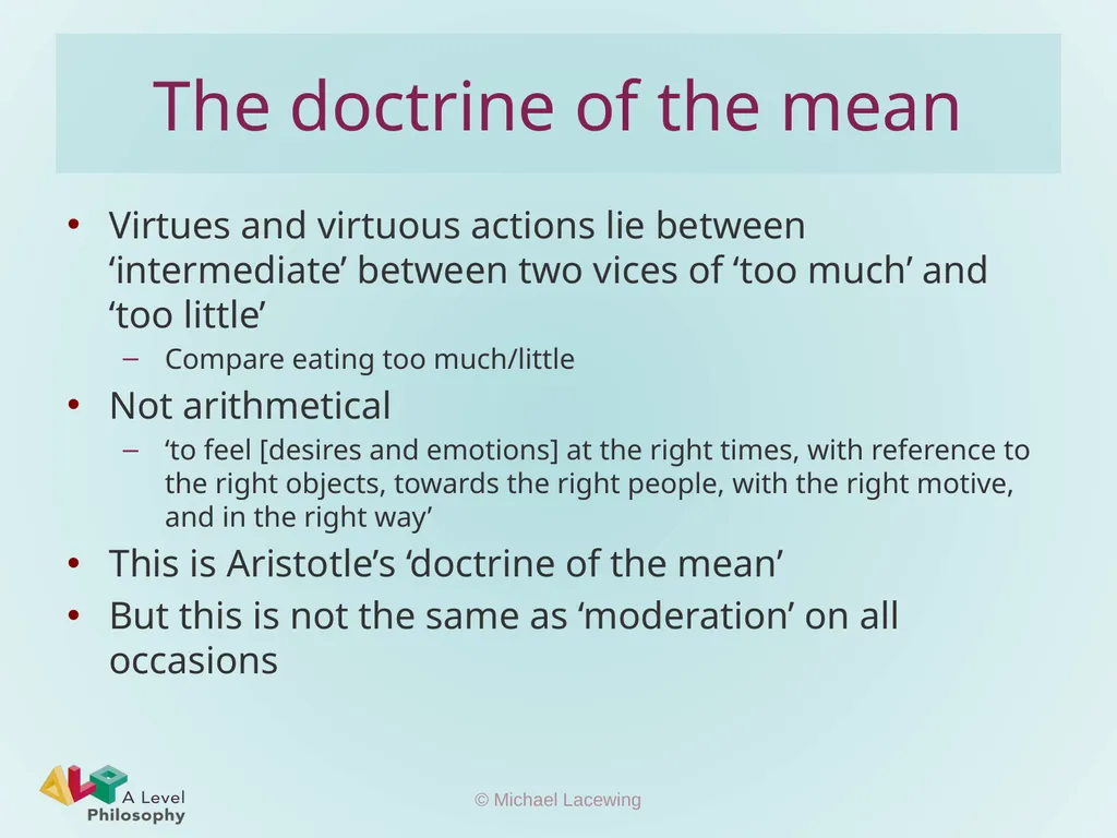 Aristotle on virtue Michael Lacewing - slide 5 of 11
