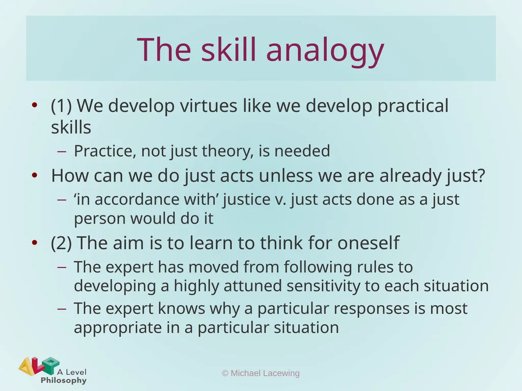 Aristotle on virtue Michael Lacewing - slide 10 of 11