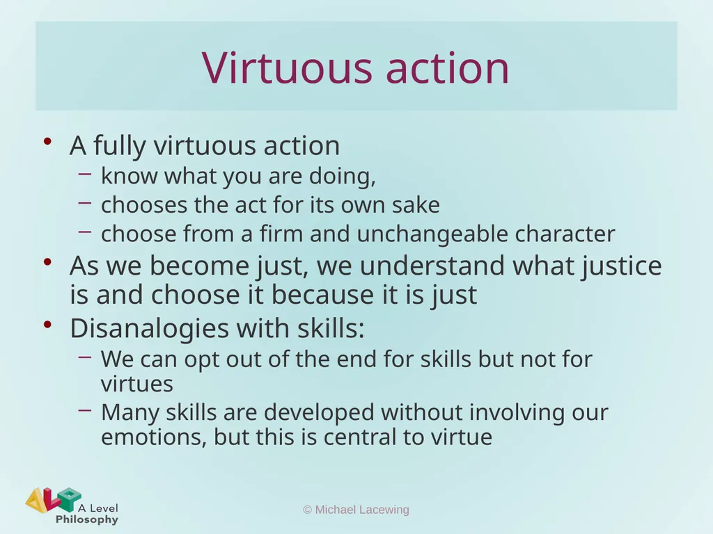 Aristotle on virtue Michael Lacewing - slide 11 of 11