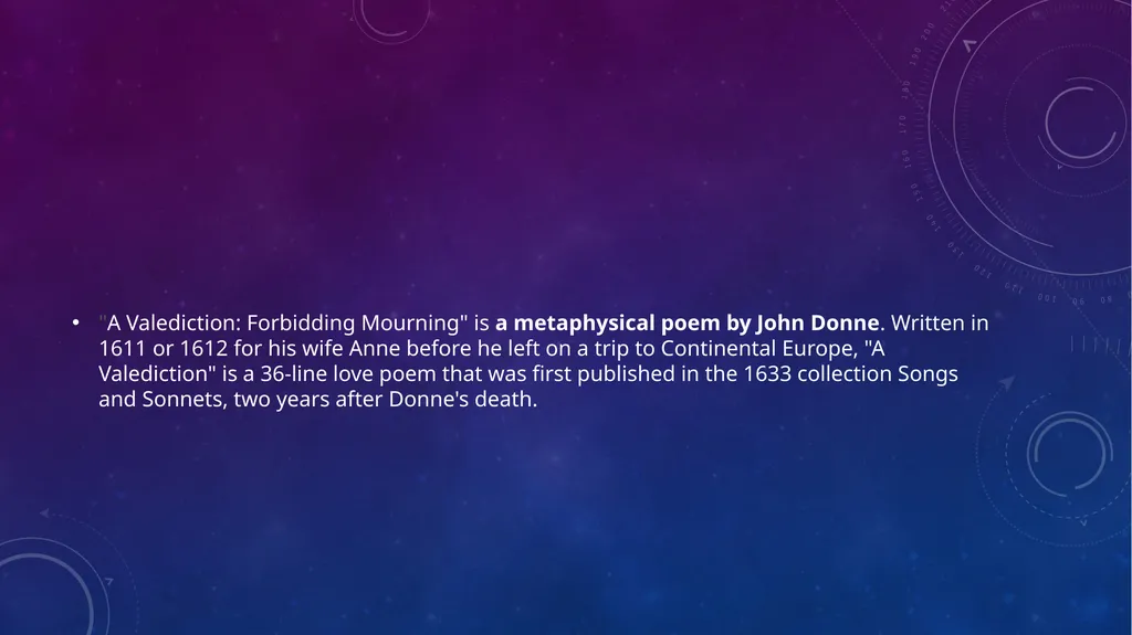 A Valediction :forbidding mourning by John donne - slide 2 of 9