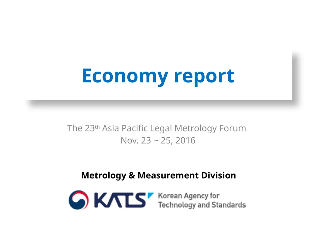 Economy report Metrology & Measurement Division - slide 1 of 9