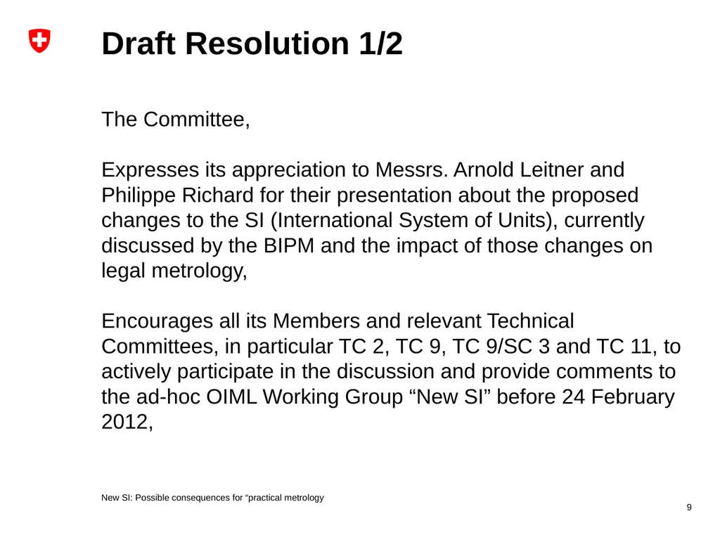 New SI Possible consequences for “practical - slide 9 of 11