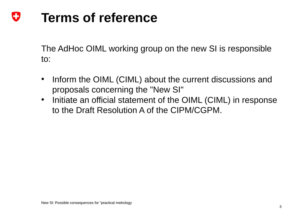 New SI Possible consequences for “practical - slide 3 of 11