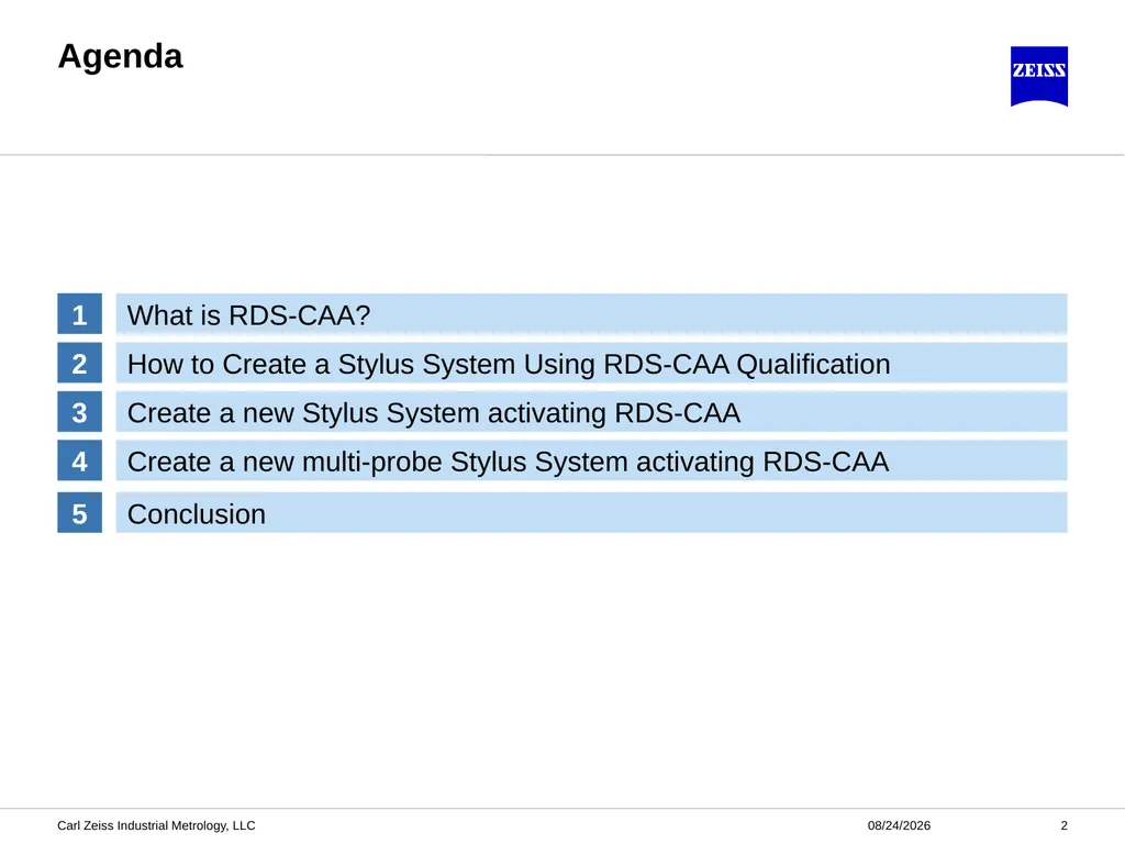 CALYPSO RDS-CAA Probe Qualification ZEISS - slide 2 of 32