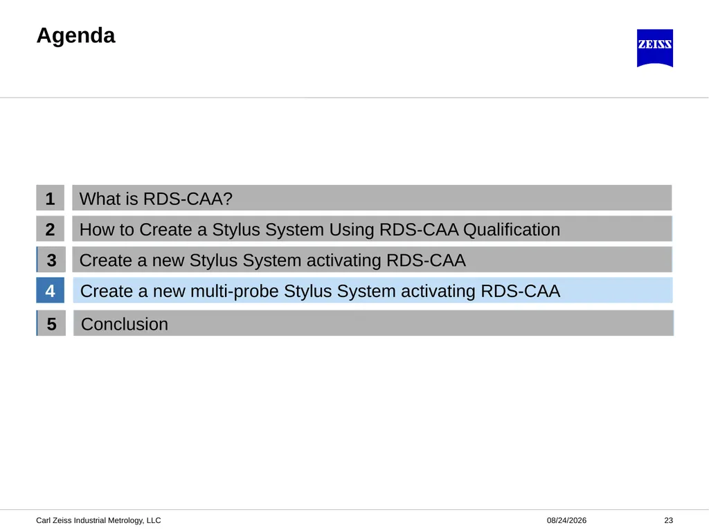 CALYPSO RDS-CAA Probe Qualification ZEISS - slide 23 of 32