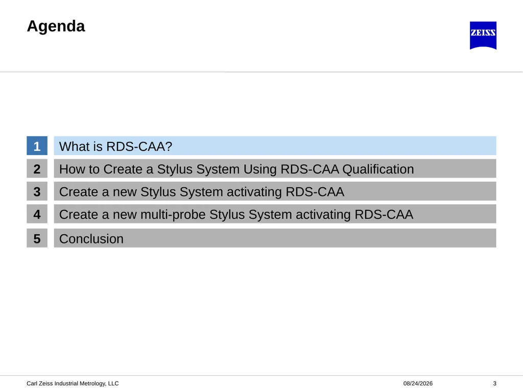CALYPSO RDS-CAA Probe Qualification ZEISS - slide 3 of 32