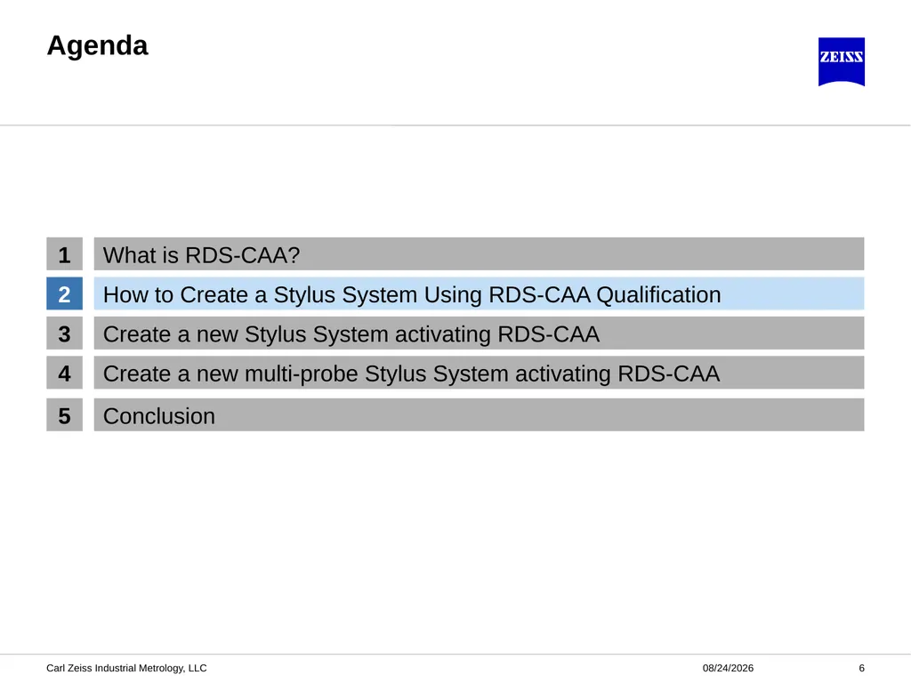 CALYPSO RDS-CAA Probe Qualification ZEISS - slide 6 of 32