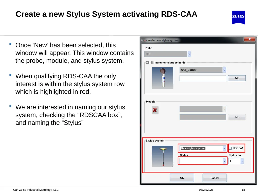 CALYPSO RDS-CAA Probe Qualification ZEISS - slide 18 of 32