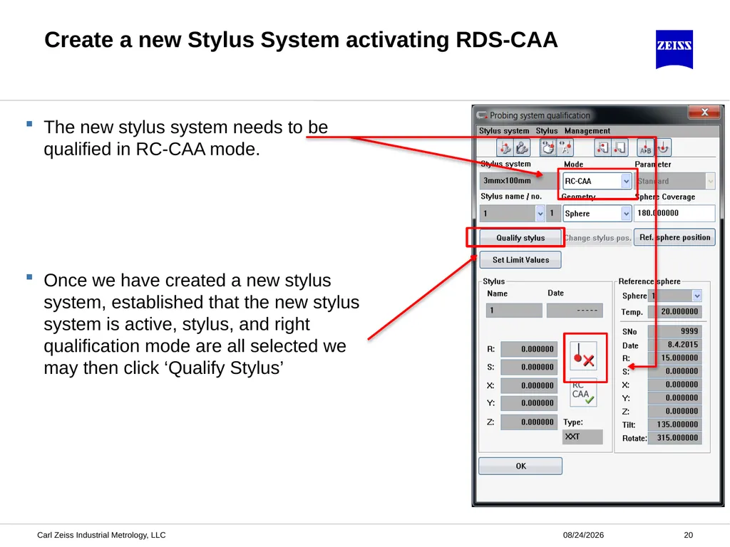 CALYPSO RDS-CAA Probe Qualification ZEISS - slide 20 of 32