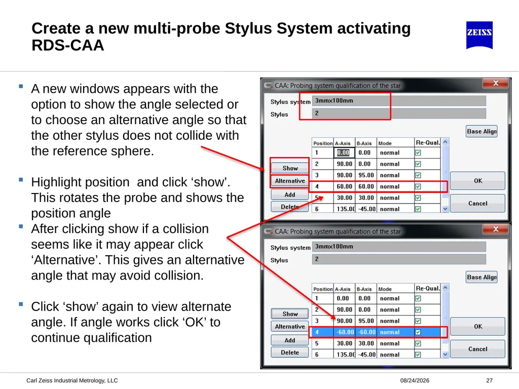 CALYPSO RDS-CAA Probe Qualification ZEISS - slide 27 of 32