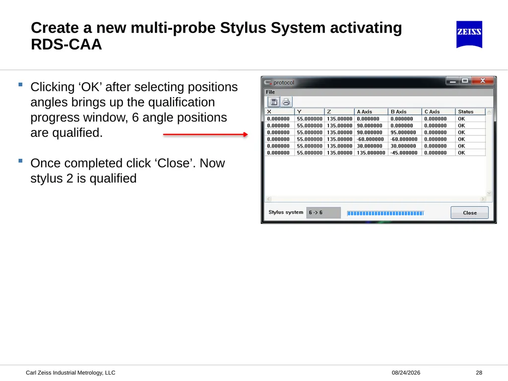CALYPSO RDS-CAA Probe Qualification ZEISS - slide 28 of 32