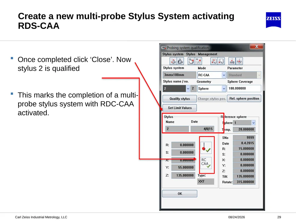 CALYPSO RDS-CAA Probe Qualification ZEISS - slide 29 of 32