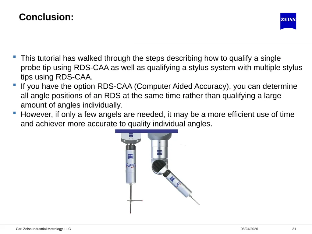 CALYPSO RDS-CAA Probe Qualification ZEISS - slide 31 of 32
