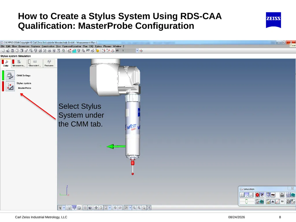 CALYPSO RDS-CAA Probe Qualification ZEISS - slide 8 of 32