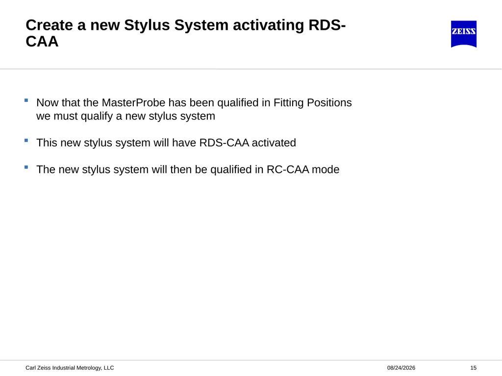 CALYPSO RDS-CAA Probe Qualification ZEISS - slide 15 of 32