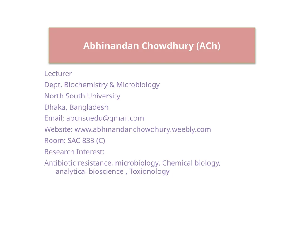 BIO 201 : Introduction to Biochemistry & - slide 2 of 26