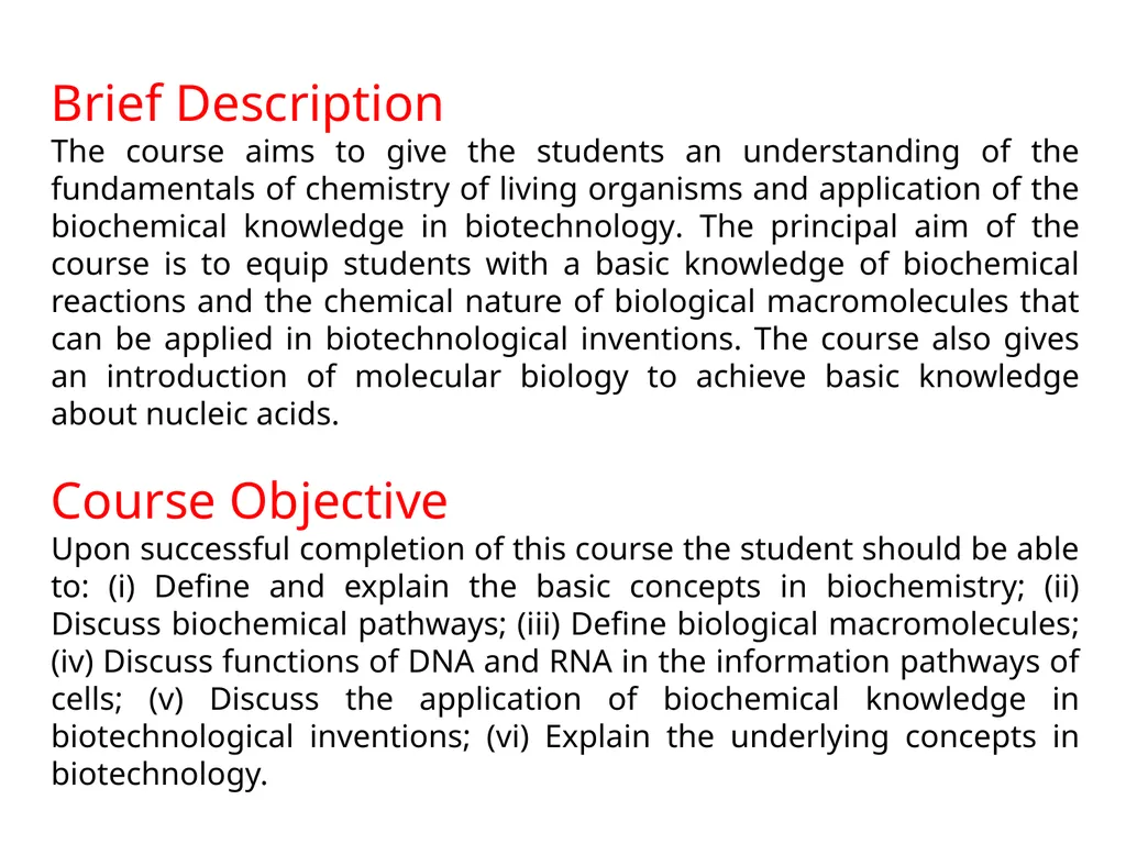 BIO 201 : Introduction to Biochemistry & - slide 3 of 26