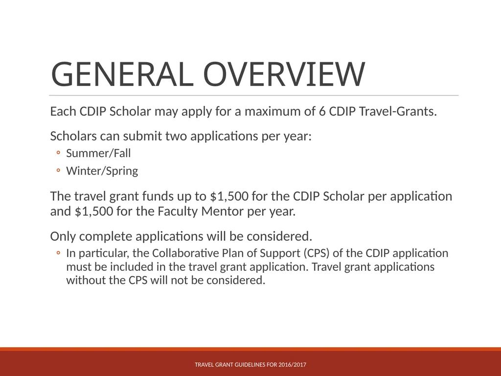 CDIP Travel GRANT Program CDIP Scholar Development - slide 2 of 14