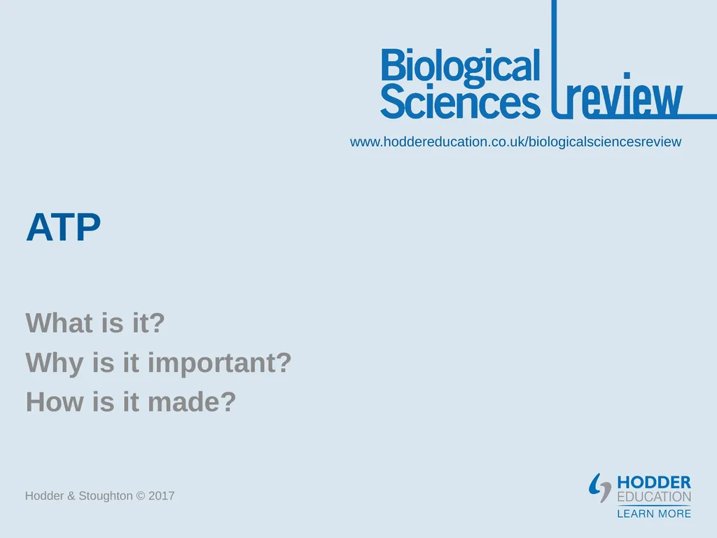 ATP What is it? Why is it important? How is - slide 1 of 21
