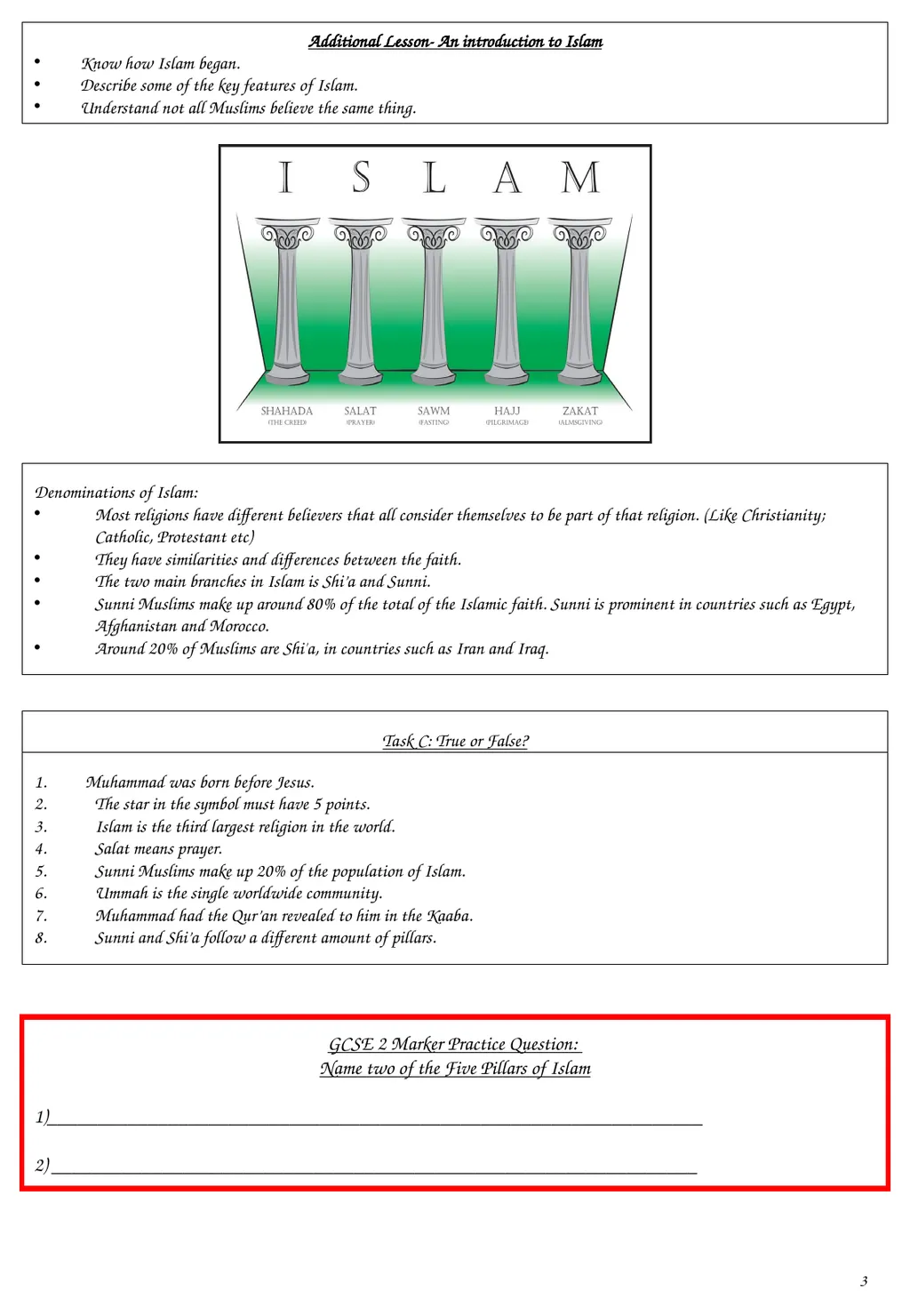GCSE Religious Studies Islam-Beliefs and Teachings - slide 5 of 43