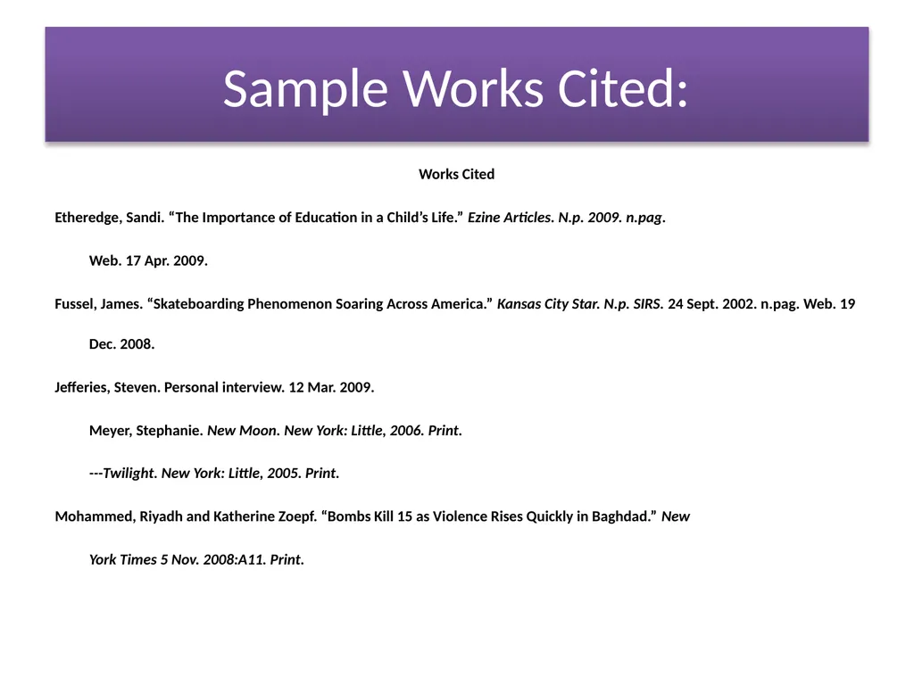 Let’s get ExCITED!! Quick Reminders about Works - slide 10 of 16