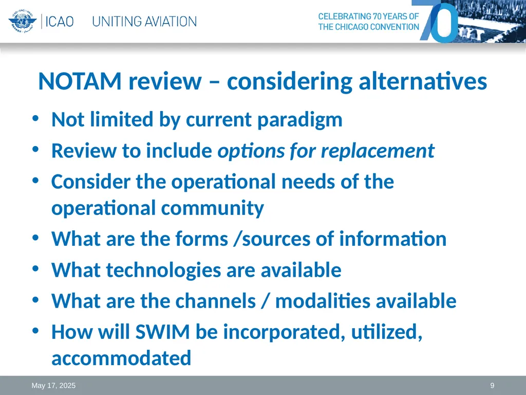 NOTAM Review and Challenges Michael Hohm Technical - slide 9 of 11