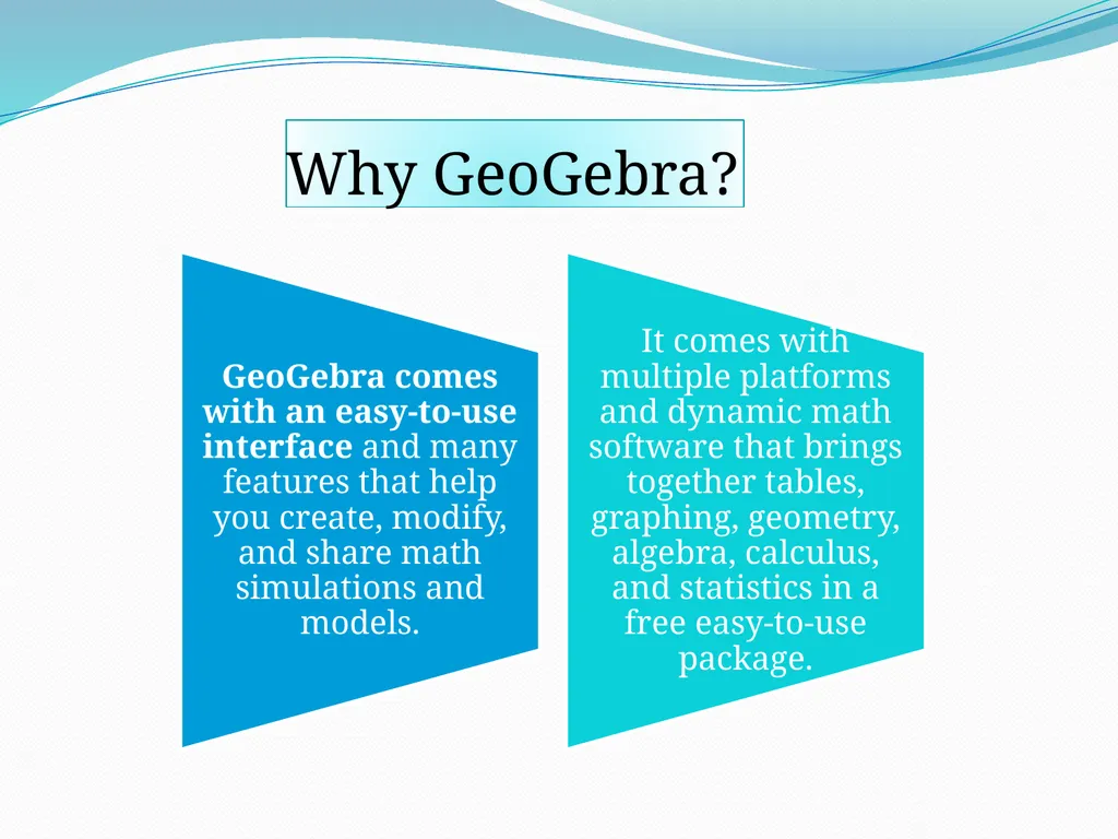 What is GeoGebra GeoGebra is a dynamic mathematics - slide 3 of 10