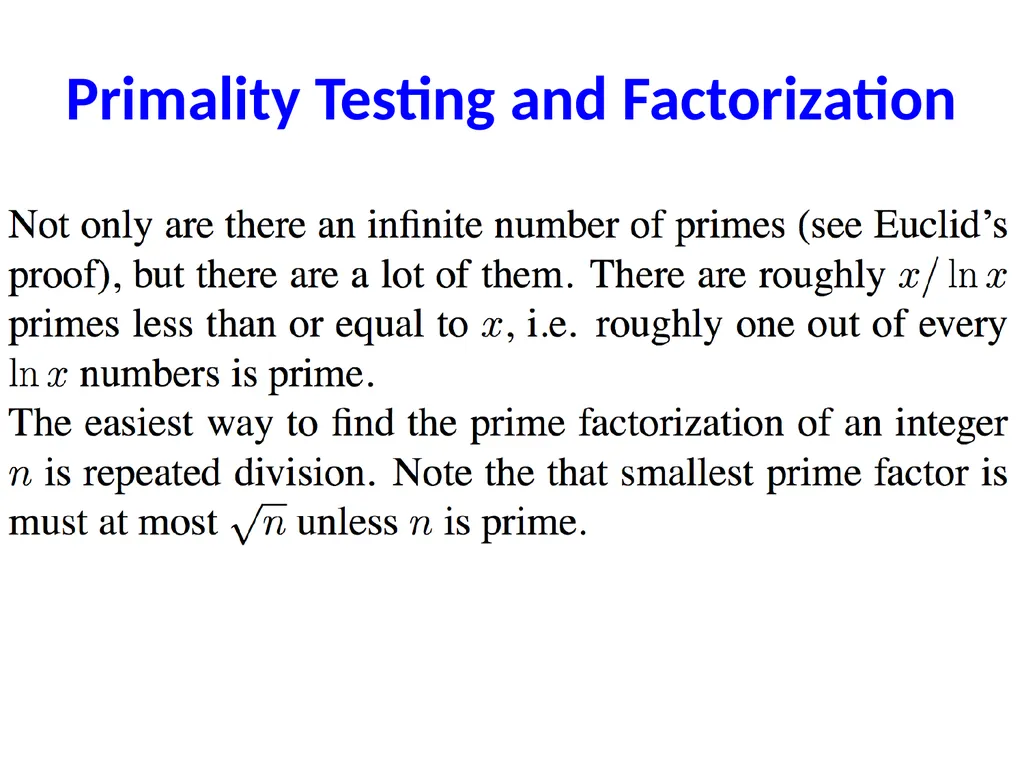 Number Theory Two ancient problems Factoring: - slide 5 of 52