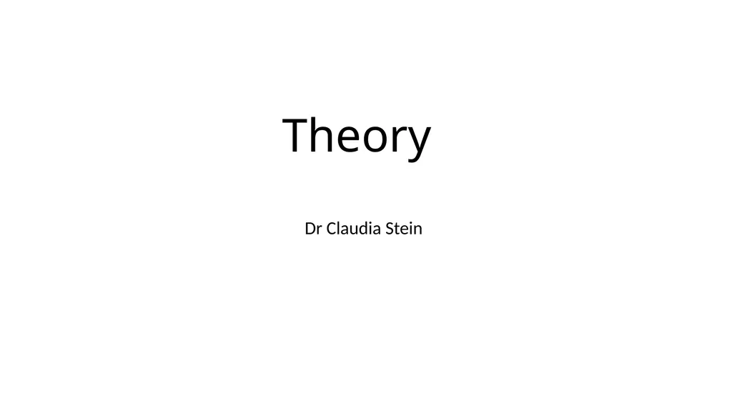 Theory Dr Claudia Stein Anglo-American History - slide 1 of 15