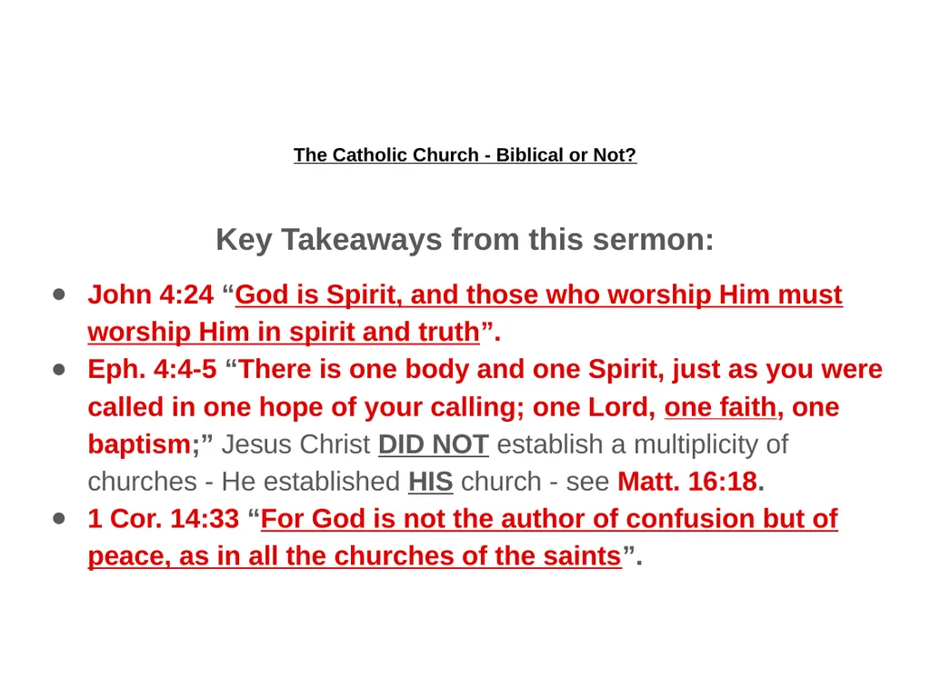 The Catholic Church - Biblical or Not? Sunday PM, - slide 11 of 14