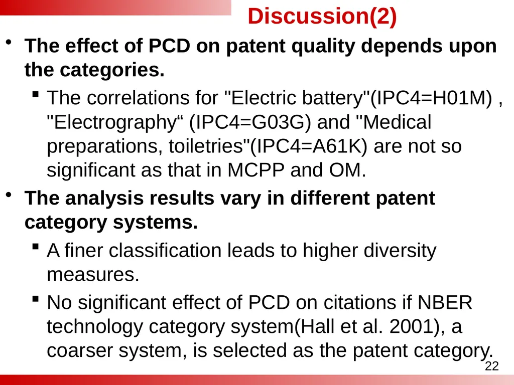 Analyses of the Effect of Patent Category - slide 22 of 25