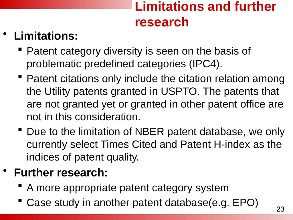 Analyses of the Effect of Patent Category - slide 23 of 25