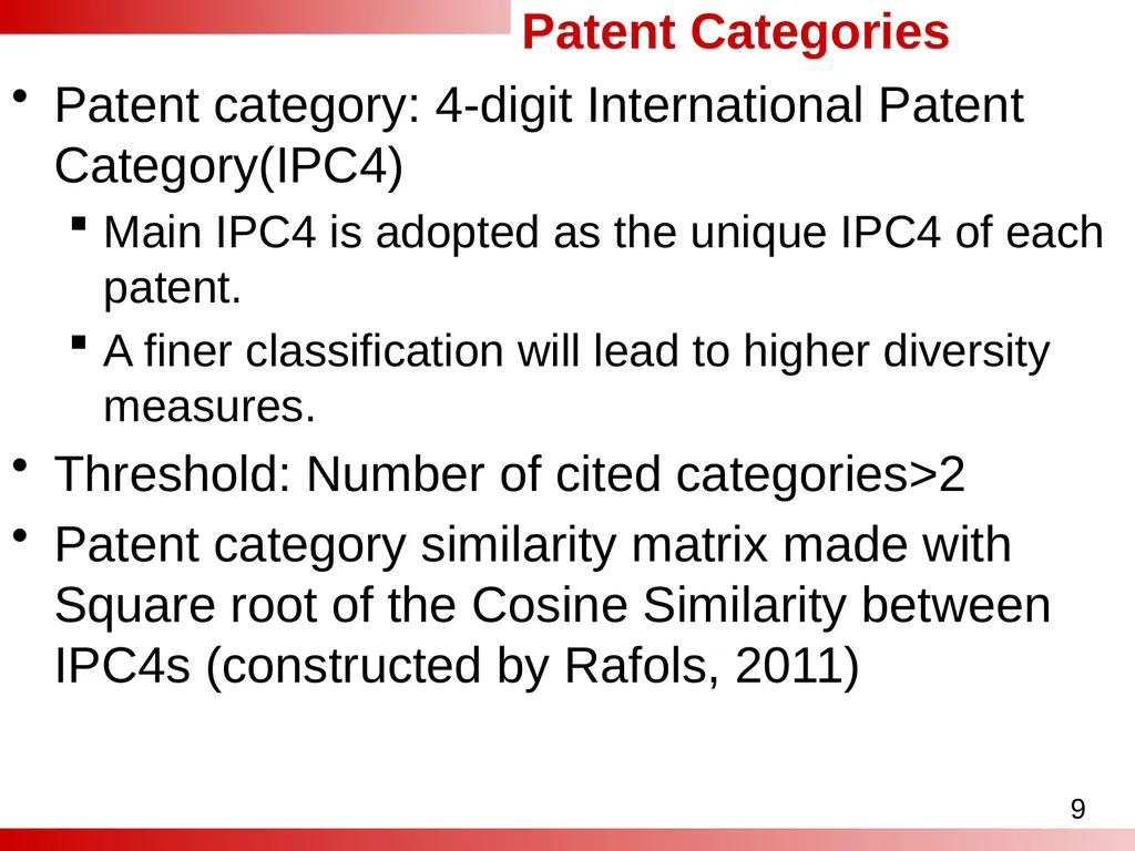 Analyses of the Effect of Patent Category - slide 9 of 25