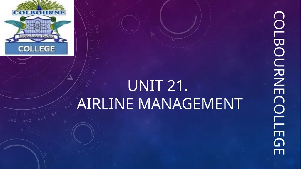 UNIT 21. Airline Management ColbourneCollege - slide 1 of 23