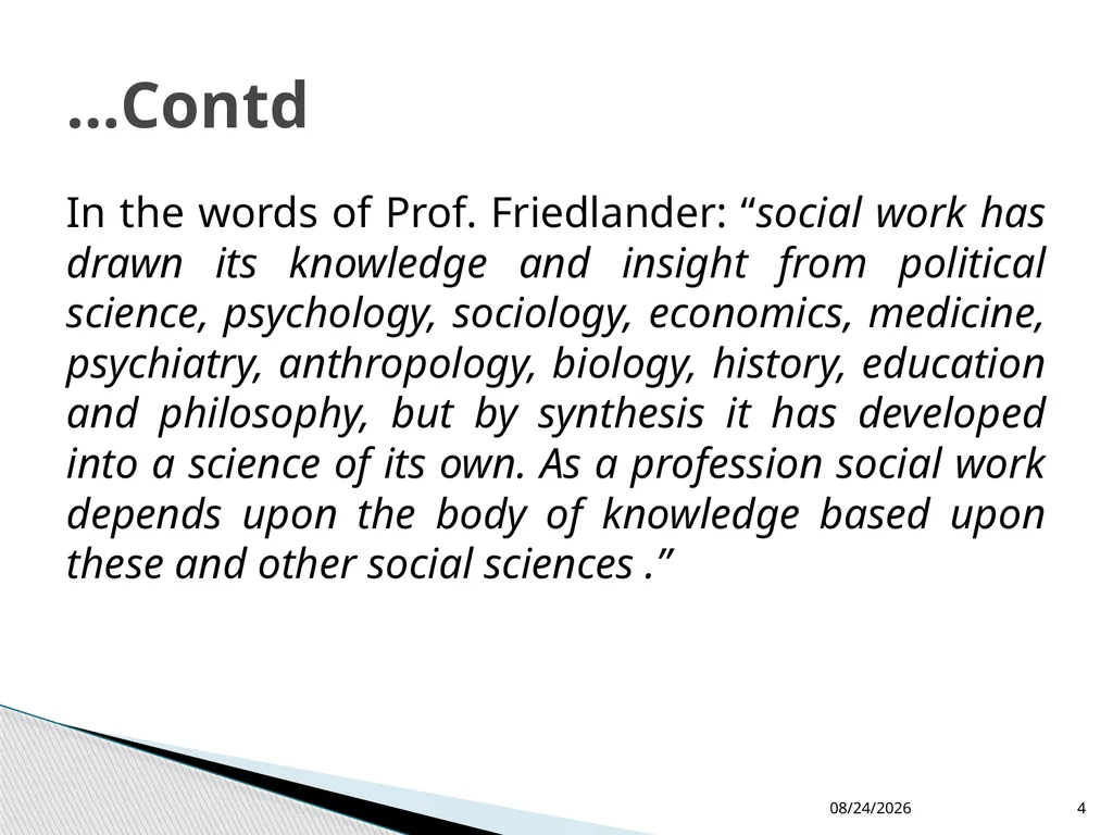 Relationship of Social Work with other Social - slide 4 of 18