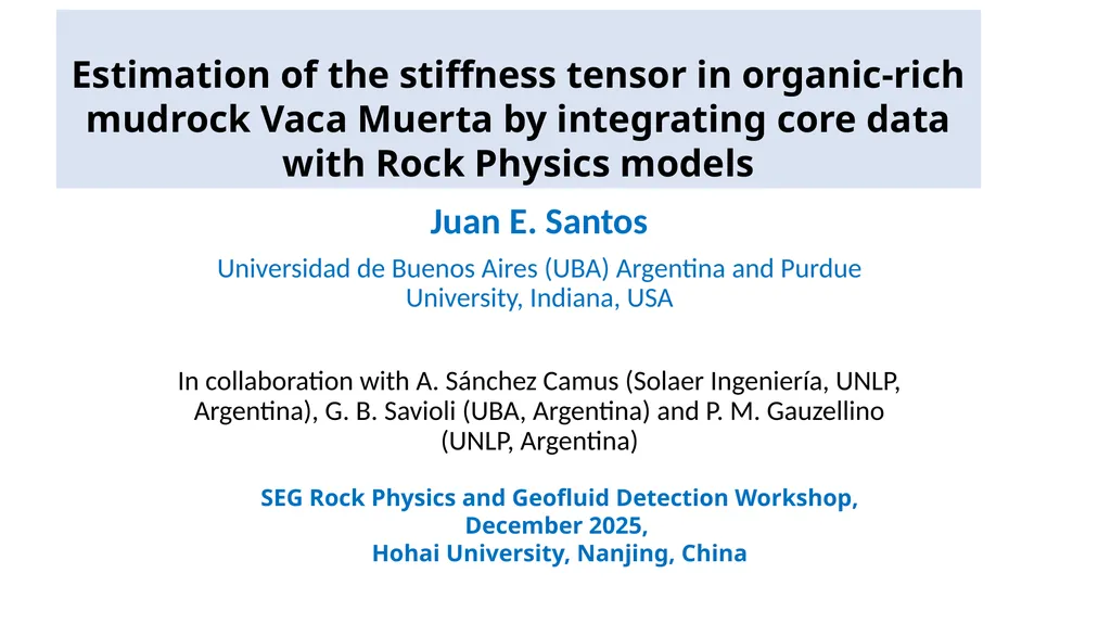 Estimation of the stiffness tensor in organic-rich - slide 1 of 20