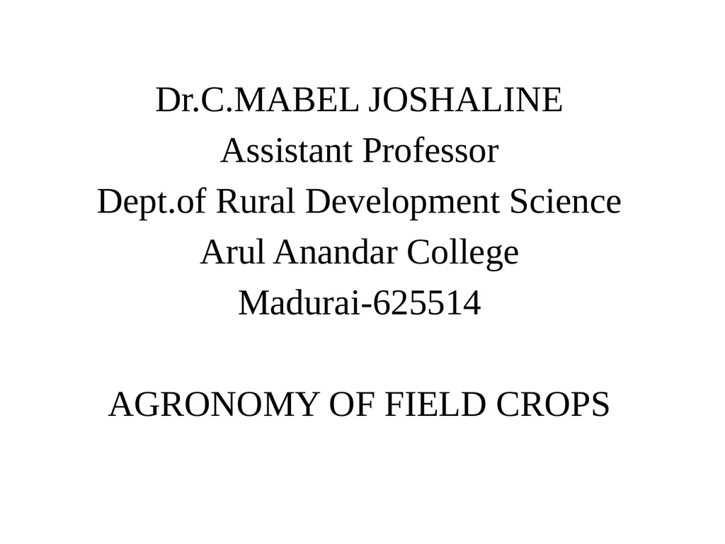 Dr.C.MABEL JOSHALINE Assistant Professor Dept.of - slide 1 of 6